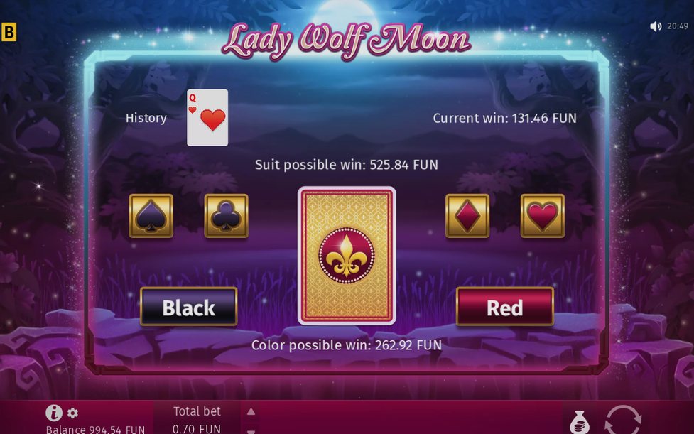 Bonus screen showing a payline win