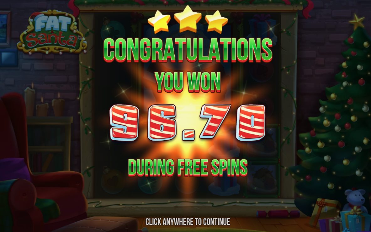 Win screen showing line payouts as bet multipliers